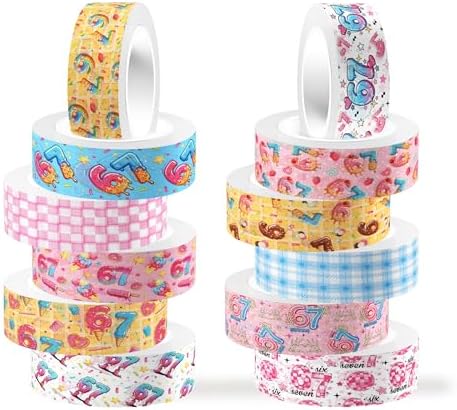Donut Washi Tape Decorative Tape 12 Rolls,Cute Masking Tape Ice Cream Cake Gifts Wrapping Decorative Paper Stickers for DIY Art Crafts Wrapping Decor Junk Journal Scrapbooking Gifts Stickers