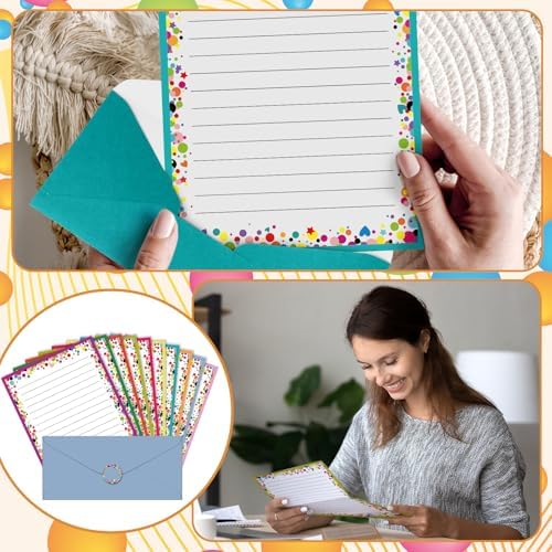 TaoBary 160 Pcs Polka Dot Stationery Paper and Envelopes Set, 8.5 x 11''