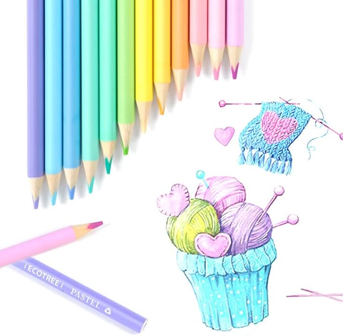 ECOTREE Colored Pencils, Back to School Supplies, 36 Count | Pastel Coloring for Adults and Kids, Art Supplies for School, Drawing, Shading, Pre-Sharpened, Soft Core, Triangular Grip