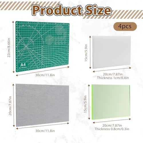 4 PCS Leather Craft Punch Pad, Rubber Mute & A4 Self-Healing Cutting Mat