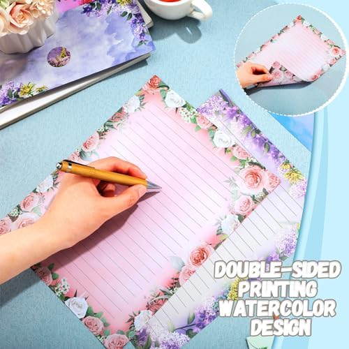 TaoBary 160 Pcs Flower Stationery Paper and Envelopes Set, 8.5 x 11''