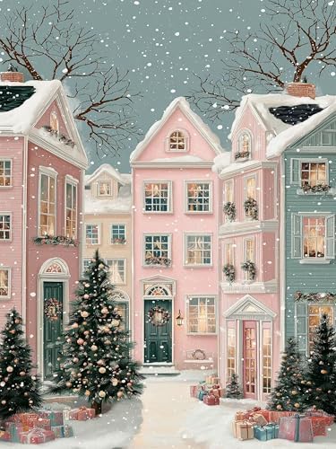 WNPOKN Christmas Winter House Diamond Art Kits for Adults 12 x 16inch