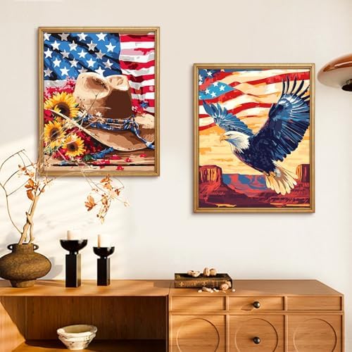 Yunnuo Paint by Numbers Kit for Adults American Flag,16x20 inch
