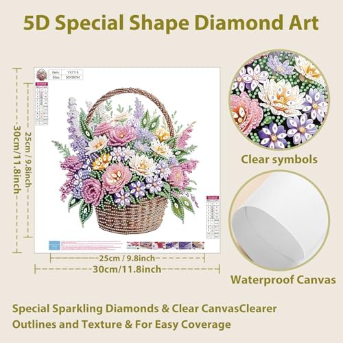 Flowers Diamond Art Kits for Adults Special Shape Diamond Painting