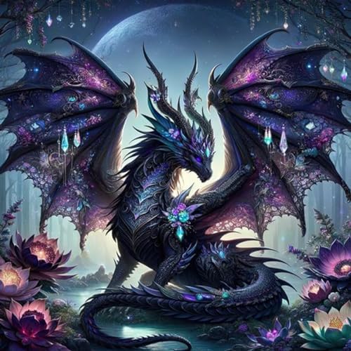 Ekuxom 5D Dragon Diamond Art Kits for Adults-Diamond Painting 14x14 inch