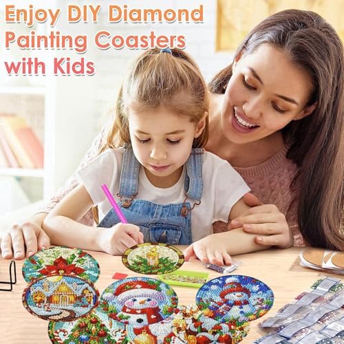 ijbnhd Christmas Diamond Art Coasters, 8 PCS, 4x4 inch