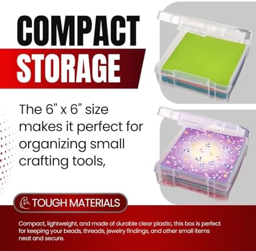 ArtBin 6953AB ClearView 6" x 6" Box Art & Craft Organizer, [1] Plastic Storage Case, Clear (Pack of 6)
