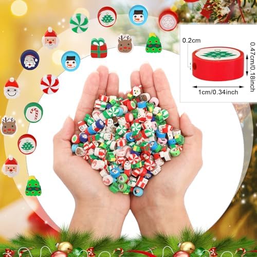 300Pcs Christmas Clay Beads, Christmas Beads for Jewelry Making
