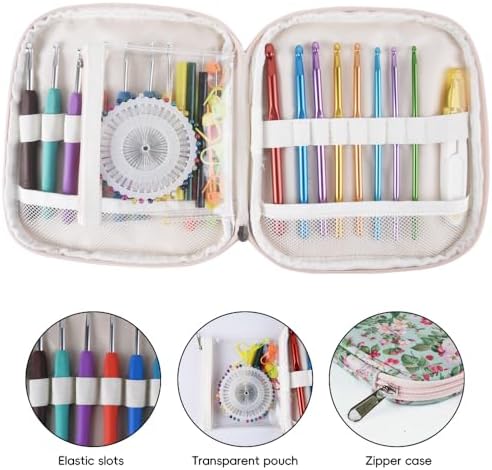 Crochet Hook Case,Portable Zipper Storage Organizer Bag for Crochet Hooks, Knitting Needles, Project & Sewing Supplies, Lightweight,Easy to Hold (No Accessories Included).Green Red Gruit