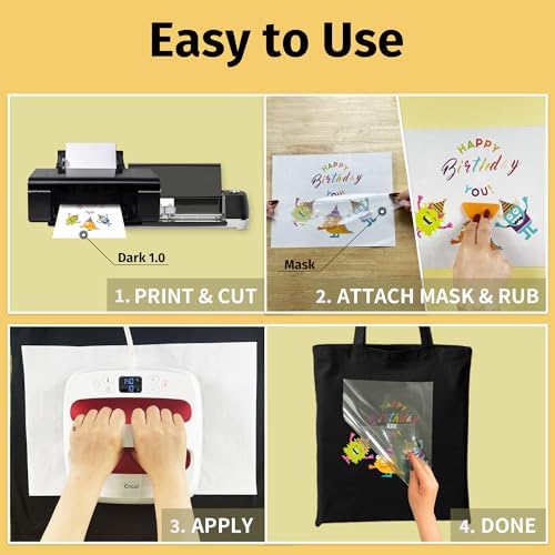 TransOurDream Heat Transfer Paper for Dark Fabric (10+10 Sheets，8.5"x11") Printable HTV Vinyl for Inkjet Printer, Iron on Transfers for Tshirts