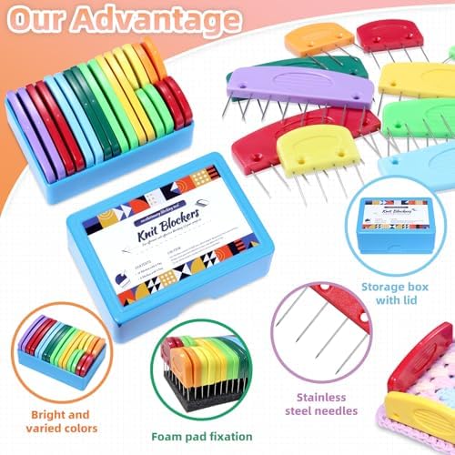 20 Pcs Knit Blocker Pins Combs, Color Knit Blockers Combs for Blocking