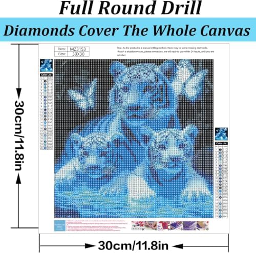 WNPOKN Tiger Diamond Art Kits for Adults 12x12Inch