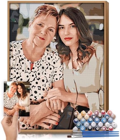 CUSTOM STEWARD Mother Day, Custom Paint by Numbers Kit, DIY Personalized Canvas Painting Set with Acrylic Paints, 3 Brushes, Numbered Canvas, Home Decor, Gifts for Mom from Daughter Son