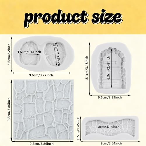 Stone Path Polymer Clay Mold Stone Wall Silicone Molds Set of 4
