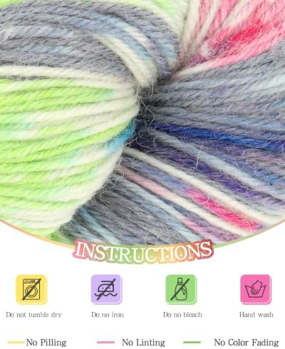 Katech 6 Pack Wool Yarn for Crocheting-Sock Yarn for Knitting Green-Gray