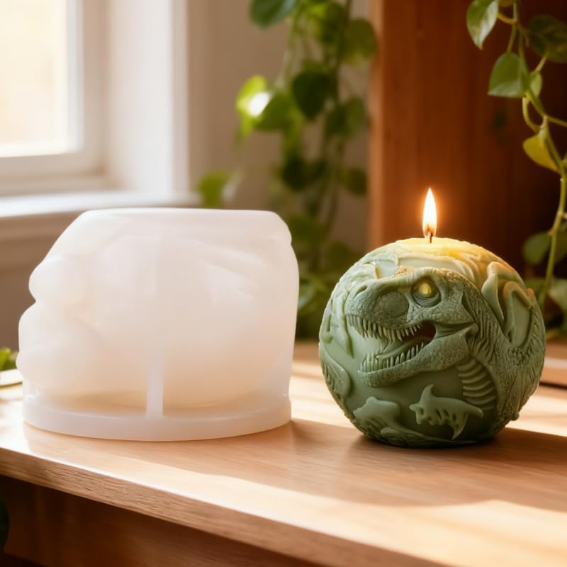 Konrisa Egg Shape 3D Dinosaur Resin Casting Mold for Candles Making, Silicone Candle Molds Aromatherapy Candles Handmade Wax Home Decoration