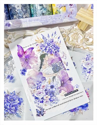 4 Rolls Floral PET Washi Tape Set,PET Tape Stickers for Journaling Kit
