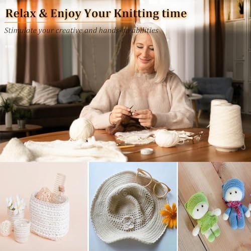 Mdoker 18 Pairs Bamboo Knitting Needles Set Circular Wooden Knitting Needles with Colorful Plastic Cable Size 2mm-10mm,Knitting Needle for DIY Craft(120cm/47inch)