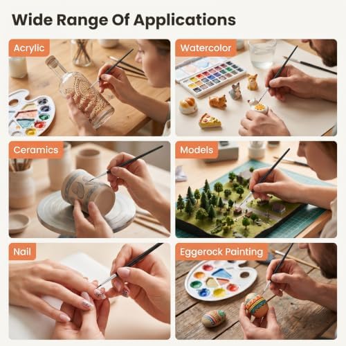 Gjinxi 72pcs Tiny Detail Paint Brushes Bulk Fine Tip with 3 Sizes #0#00#000