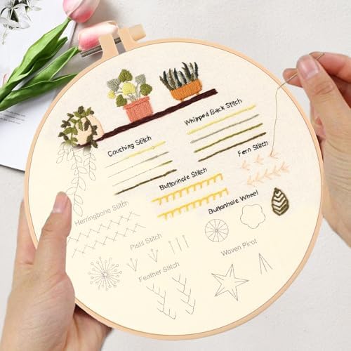 Beginner Embroidery Kit for Adults, 3 Pack Patterns with Video Guide