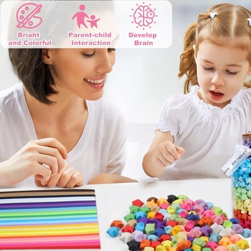 Phinus 2060 Sheets Origami Paper, 27 Assortment Colors Double Sided Star Paper Strips, 8.5 x 0.4 Inch Lucky Origami Star Paper Strips for DIY Hand Art Crafts