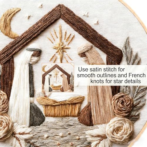 BoAn DIY Nativity Embroidery Kit, Christmas Cross Stitch Kit for Adults