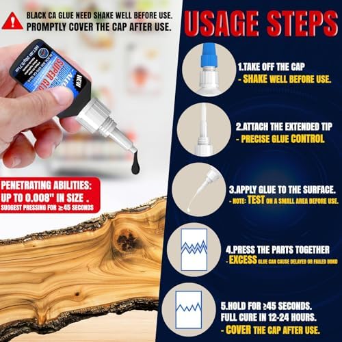 ALECPEA 20g Black CA Glue, Medium 500CPS Cyanoacrylate Super Glue