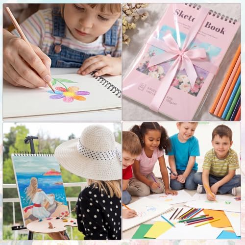 4 Pack Sketch Book 9 × 12 Inch, Top Spiral, 30 Sheets Each, Pink | 100gsm Acid-Free Paper, Hardcover with Rigid Backing, Lay-Flat Top Spiral, Ideal for Graphite, Ink & Charcoal