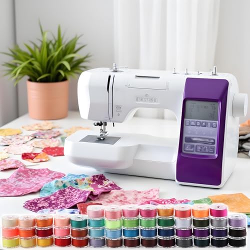 50 Colors Sewing Bobbins Thread with Bobbin Box, SizeA Class15