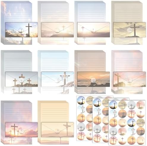 TaoBary 160 Pcs Religious Letter Cross Stationery Paper and Envelopes Set