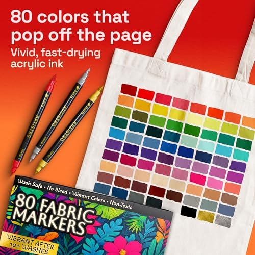 ARTISTRO 80 Fabric Markers for Clothes and Textiles - Acrylic Paint Pens
