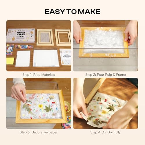 Caydo Paper Making Kit, 2 Size A5 A6 Papermaking Mould and Deckle