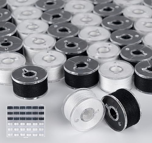 36pcs 18White+18Black 40S/2 Prewound Bobbin Thread Set