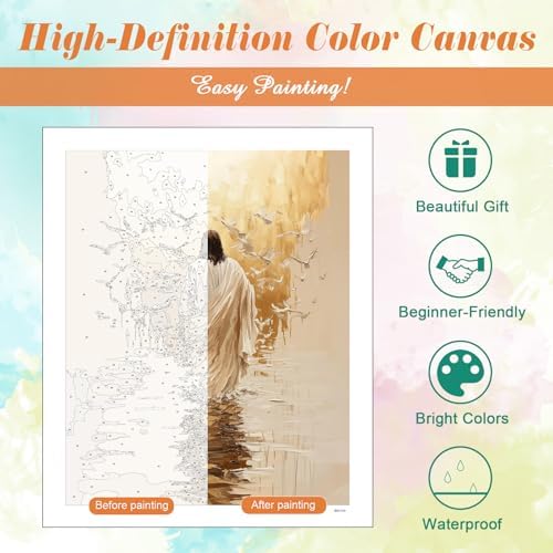 Kalonyth Jesus Paint by Numbers Kit for Adults, 16x20 inch, No Framed