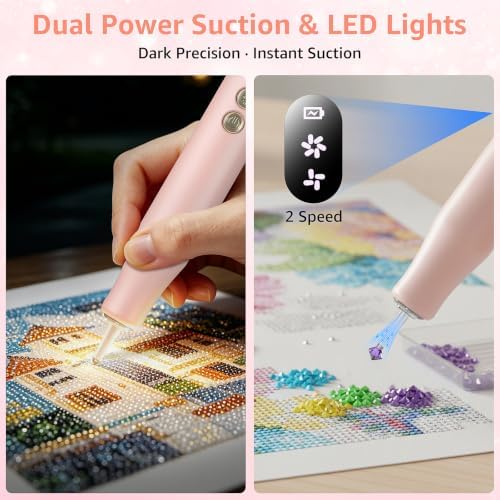 Electric Diamond Painting Pen with LED Lights,Diamond Art Pens for Painting