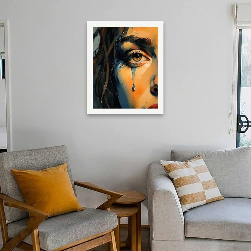 TAOPAOLAB Portrait Paint by Numbers Kit for Adults - DIY Watercolor Crying Eye Painting on Canvas 16x20 Inches, Acrylic Paint Set, Suitable for Beginners, Emotional Art for Home Decoration or Gifts