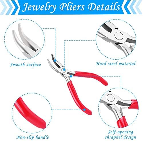 Acejoz Jewelry Making Tools Kit: 6pc Set, Including Needle Round Nose, Wire Cutters, Crimper & End Nippers for Beading & Craft
