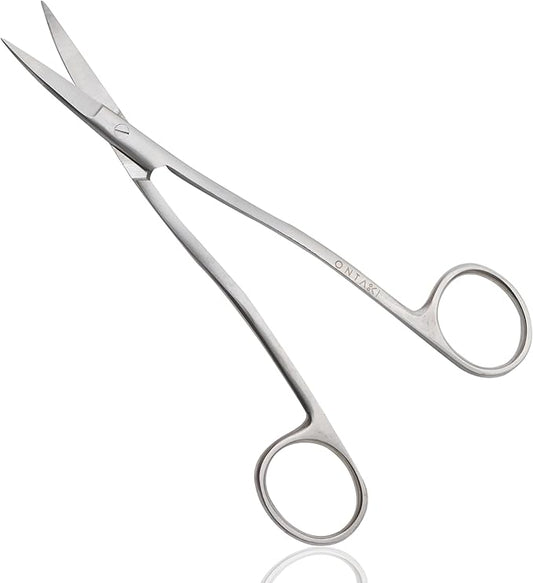 Ontaki Dual Bent Machine Embroidery Scissors - 6.5" German Steel, Silver