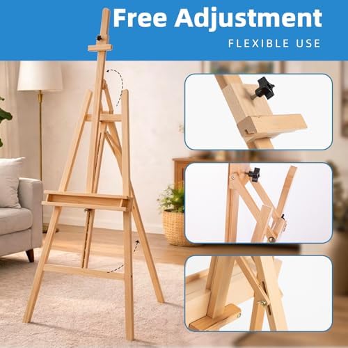 Falling in Art Large A-Frame Solid Beechwood Studio Easel for Painting