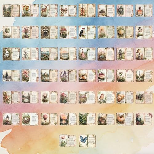 Vintage Watercolor Diary Stickers for Scrapbooking, Waterproof Aesthetic Decals for Planner Water Bottles Art Bullet Junk Journal,DIY Crafts and Scrapbook Supplies for Teens Adults