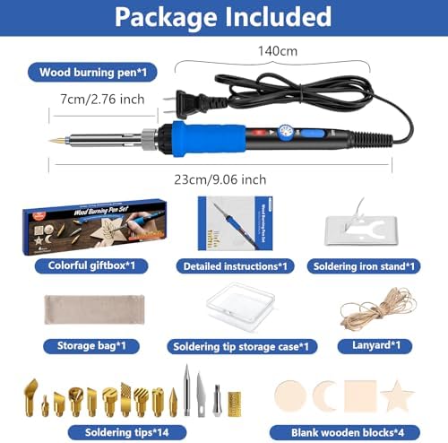 Wood Burning Kit, 23pcs Wood Burning Pen Adjustable Temperature 200-450°C