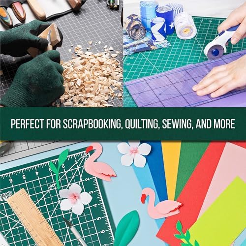 U.S. Art Supply 18"x24" Self-Healing Cutting Mat 5-Ply Green/Black | Double-Sided Green/Black Craft Mat, Non-Slip Cutting Mats for Crafts, Sewing, Quilting, Scrapbooking