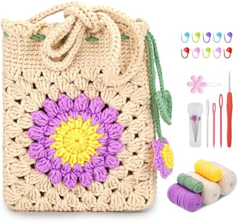 Pnytty Crochet Kit for Beginners, Phone Bag Crochet Starters Kit for Adults