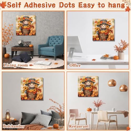 Fall Paint by Numbers Kit for Adults,Scarecrow Paint by Number With Frame