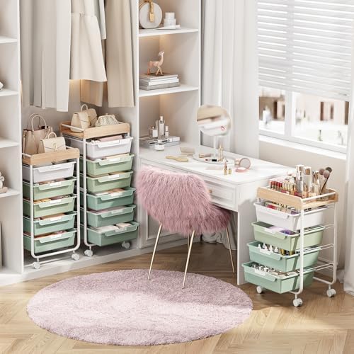 SYKIARIOL Rolling Storage Utility Cart with 5 Drawers,Green
