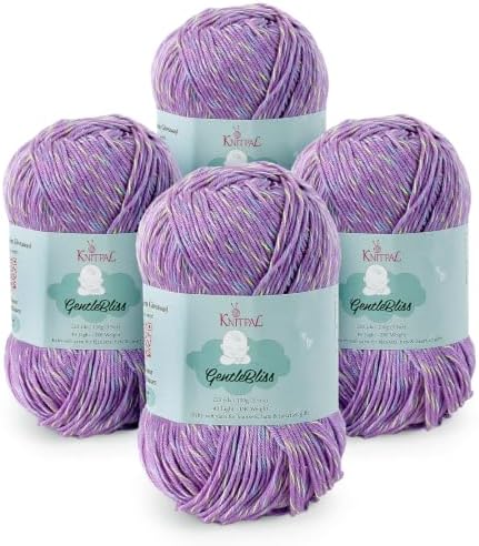 GentleBliss DK Acrylic Soft Baby Yarn, 4-Pack (880Yds/400G) Lavender Purple