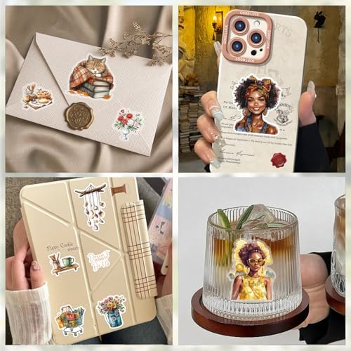 Prstincol 326Pcs Black Girl Themed Planner Stickers Book, People Stickers for Junk Journal Kit, 40 Sheet Scrapbook Supplies with Washi Tape for Planners, Bullet Journal ,Mixed Media Art