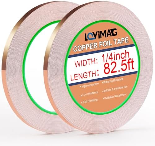 LOVIMAG Copper Tape (1/4inchX82.5FT) 2 Pack HVAC Foil Anti Tarnish Strips