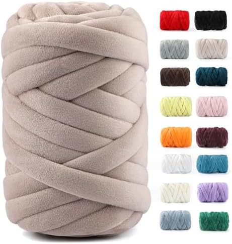 Chunky Yarn for Hand Knitting- Velvet Chenille Tube Yarns- Jumbo Yarns for Blankets, Pet Beds, Machine Washable (0.66 Lb/18.59 Yd), Easy No-Tool Arm Knitting & Crochet Project Yarn (Dusty Rose)