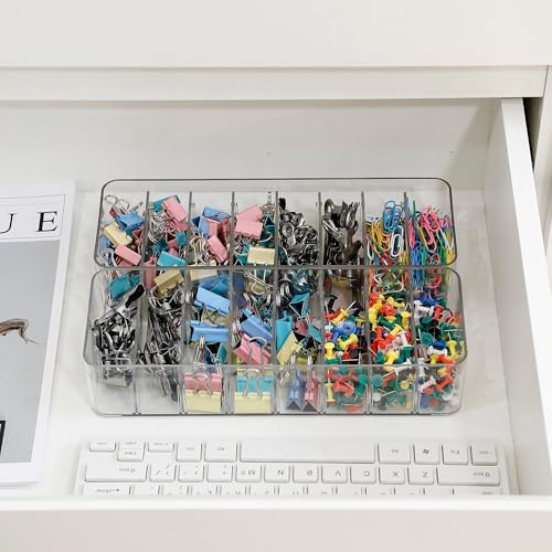 Clear Cable Cord Organizer Box for Desk Drawer, Plastic
